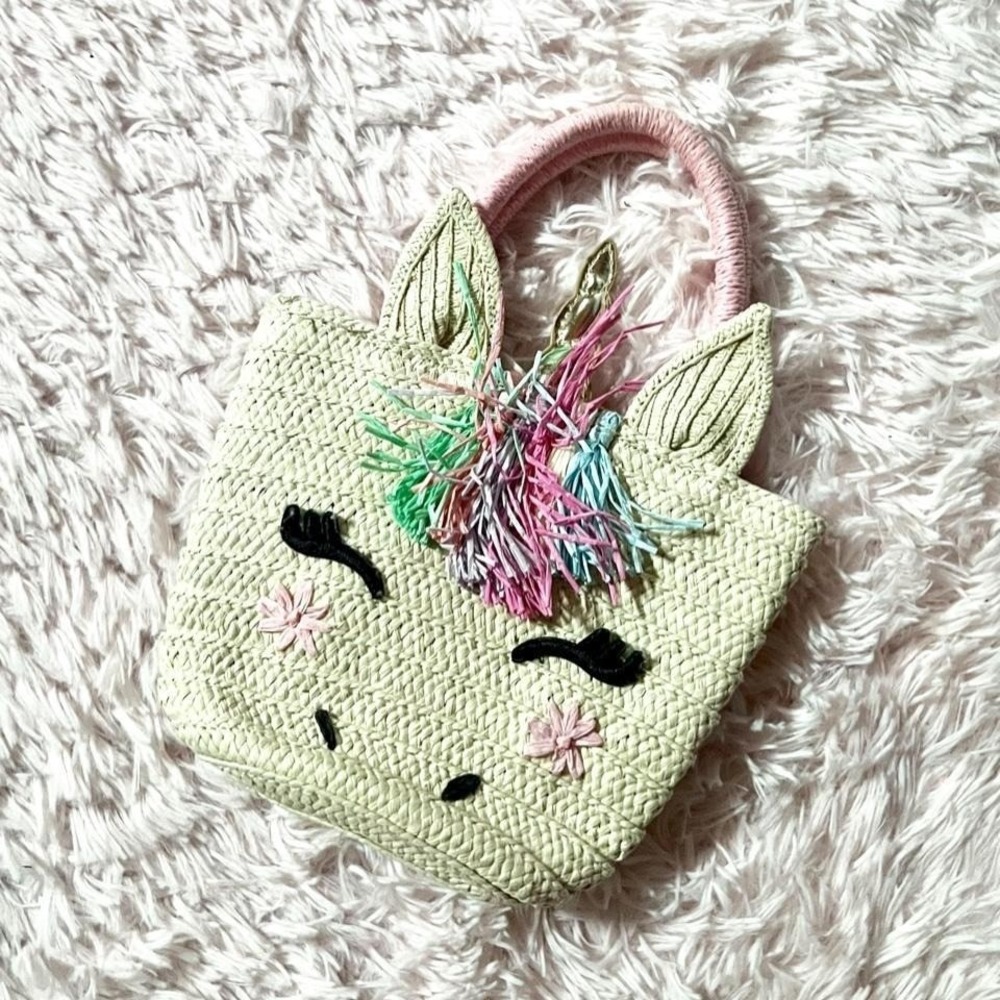 Unicorn Straw Rainbow Kidcore Whimsical Fantasy Small Handbag Cartoon Pastel Toy